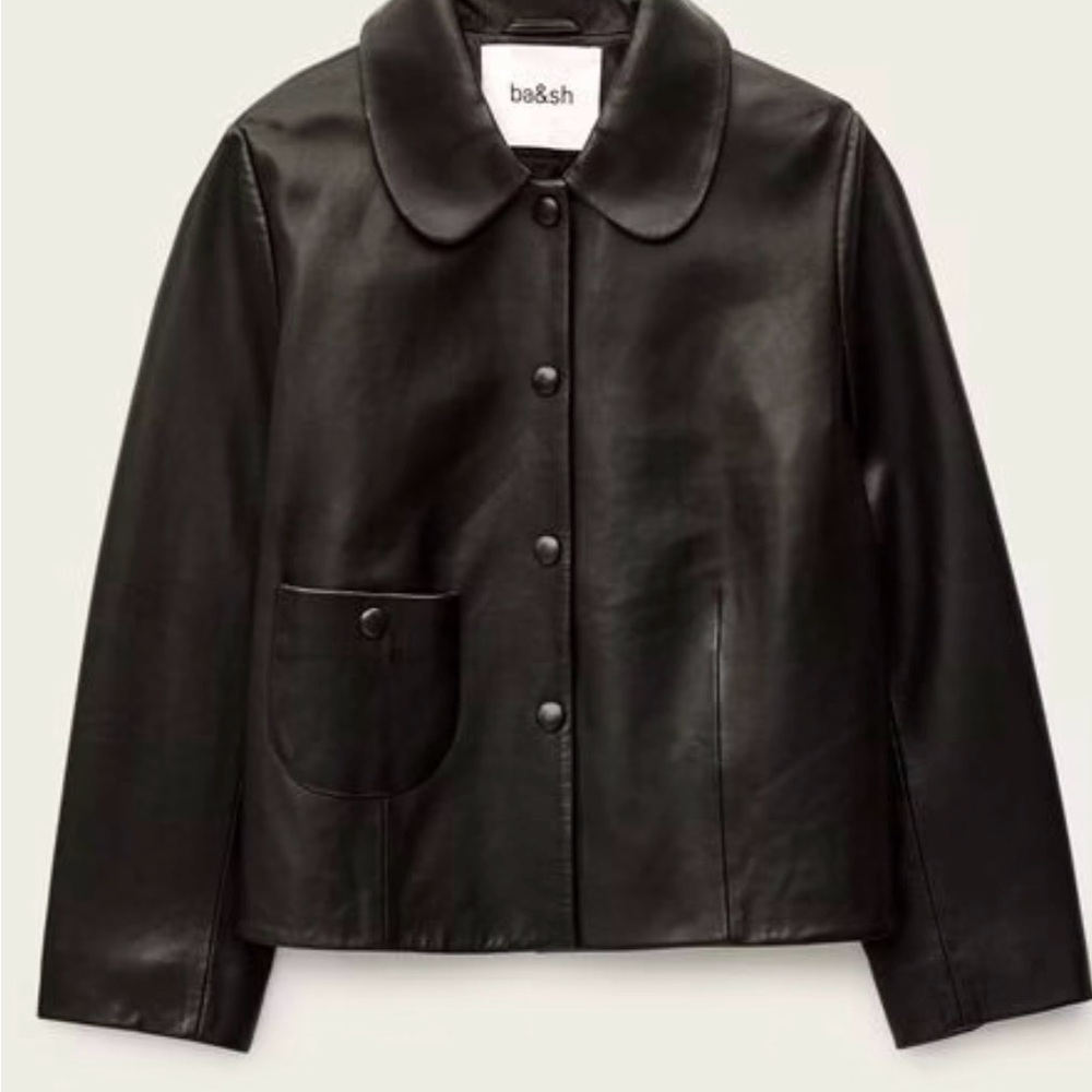 ba&sh Black Leather Mylow Jacket (Medium) - New with Tags